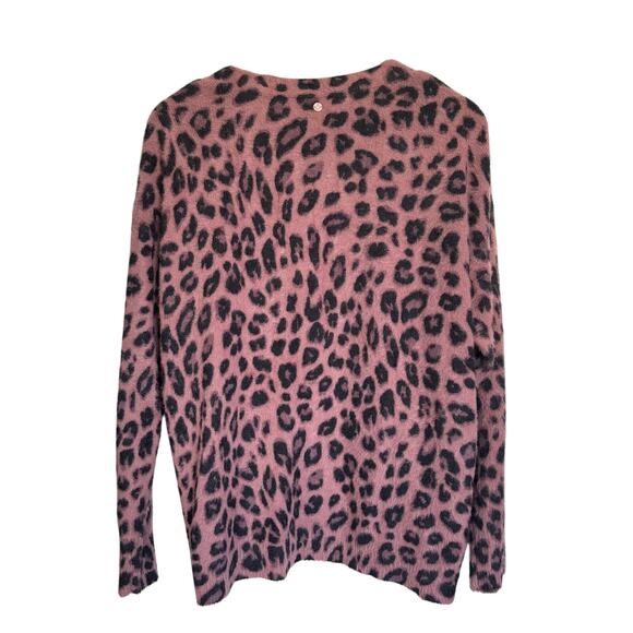 Volcom Fuzzy Leopard Print Cardigan – Pink/Black – W Medium - Picture 2 of 9